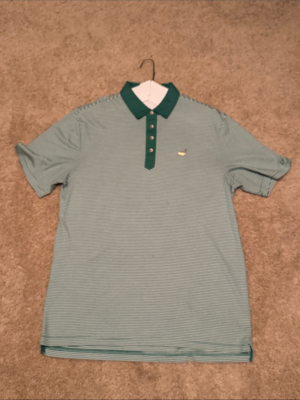 Masters Green Striped Polo with Dark Green Placket